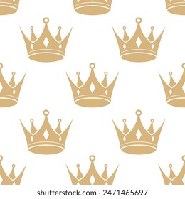Seamless pattern of royal crowns. Silhouettes of crowns on a white background. Print, textile, wallpaper