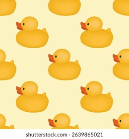 Seamless pattern with rubber duck toys - hand drawn vector illustration.