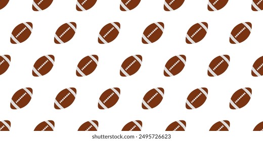 Seamless pattern with rugby balls on a white background, sports games, inventory for sportsmen