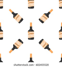 Seamless pattern of rum bottle on white background isolation
