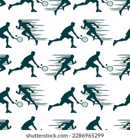 Seamless pattern with running people or athletes on white background. Performing physical exercise. 