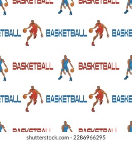 Seamless pattern with running people or athletes on white background. Performing physical exercise. 