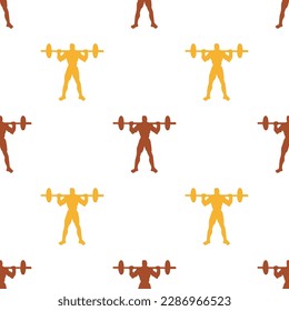 Seamless pattern with running people or athletes on white background. Performing physical exercise. 