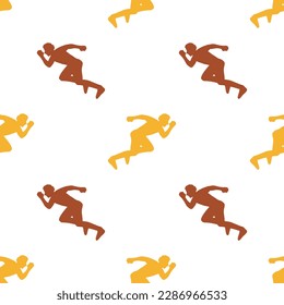 Seamless pattern with running people or athletes on white background. Performing physical exercise. 
