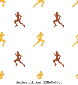 Seamless pattern with running people or athletes on white background. Performing physical exercise. 