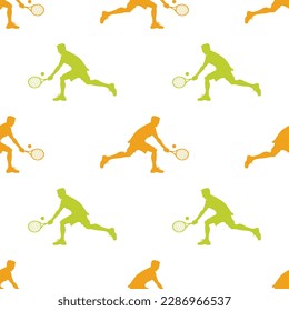 Seamless pattern with running people or athletes on white background. Performing physical exercise. 