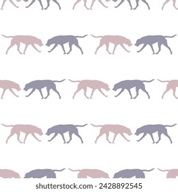 Seamless pattern. Running russian hound isolated on a white background. Endless texture. Design for wallpaper, fabric, print, template. Vector illustration.
