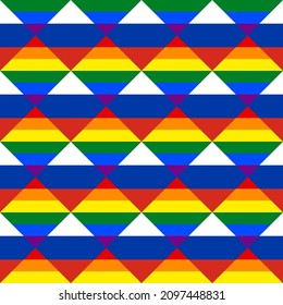 seamless pattern of russia and rainbow flags. vector illustration