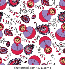 Seamless pattern Russian dolls
