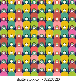 Seamless pattern of russian dolls. Perfect for card design, fabric, scrapbook, album.
