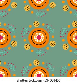 Seamless pattern in Russian Dymkovo style. Vector illustration.
