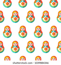 Seamless pattern. Russian tradition. Matryoshka. Russian doll.  Vector illustration.