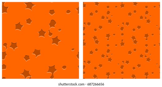 Seamless pattern of rust, corrosion surface. Single pattern is shown in the left. The example of assembly seamless is shown in the right.  