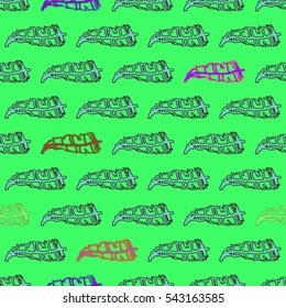 Seamless pattern with Rustic Ethnic decorative feathers, endless colorful background. Hand drawn vintage vector design set. Colored sketch illustration. Vintage Tribal and Decorative feathers.