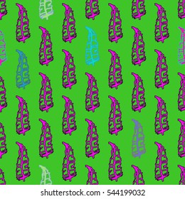 Seamless pattern with Rustic Ethnic decorative feathers, endless colorful background. Hand drawn vintage vector design set. Colored sketch illustration. Vintage Tribal and Decorative feathers.