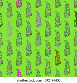 Seamless pattern with Rustic Ethnic decorative feathers, endless colorful background. Hand drawn vintage design. Colored sketch illustration. Vintage Tribal and Decorative feathers.