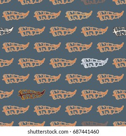 Seamless pattern with Rustic Ethnic decorative feathers, endless colorful background. Hand drawn vintage design. Colored sketch illustration. Vintage Tribal and Decorative feathers.