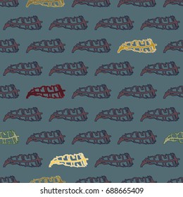 Seamless pattern with Rustic Ethnic decorative feathers, endless colorful background. Hand drawn vintage design. Colored sketch illustration. Vintage Tribal and Decorative feathers.