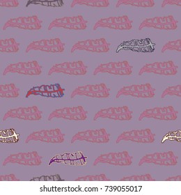 Seamless pattern with Rustic Ethnic decorative feathers, endless colorful background. Hand drawn vintage design. Colored sketch illustration. Vintage Tribal and Decorative feathers.