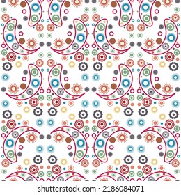 Seamless pattern in rustic style with flowers and paisley. Design for printing on fabric. Vector illustration