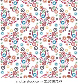 Seamless pattern in rustic style with flowers and paisley. Design for printing on fabric. Vector illustration