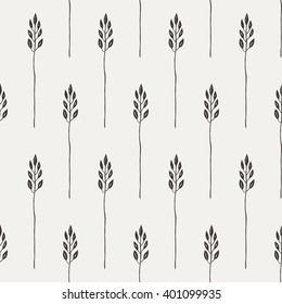 Seamless Pattern In A Rustic Style With Wildflowers, Plants, Flowers.