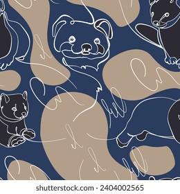 Seamless pattern with sables and weasels. Vector illustration.