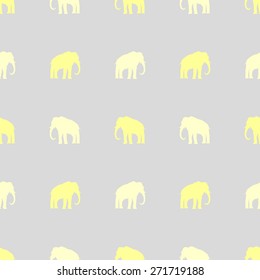 Seamless pattern with a sacred animal elephant gray background yellow elephants
