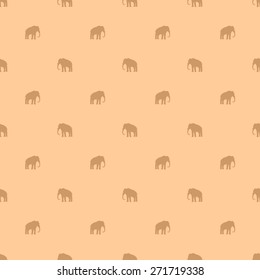 Seamless pattern with a sacred animal elephant gently peachy orange background