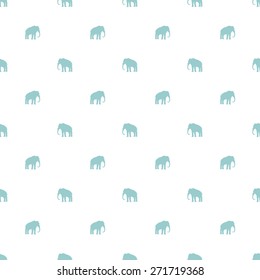 Seamless pattern with a sacred animal elephant white background aquamarine elephants