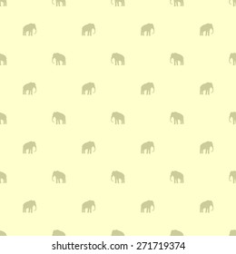 Seamless pattern with a sacred animal elephant gently yellow background