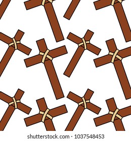 seamless pattern sacred cross catholic symbol vector illustration