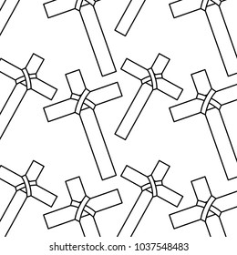 seamless pattern sacred cross catholic symbol vector illustration outline design