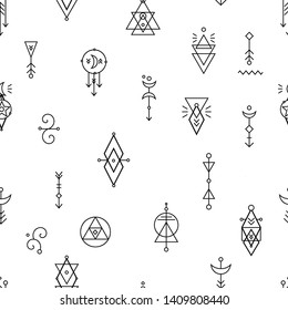Seamless pattern with sacred geometric hipster shapes vector