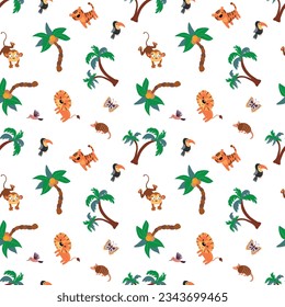 Seamless pattern with safari animals. Design for fabric, textile, wallpaper, packaging.	
