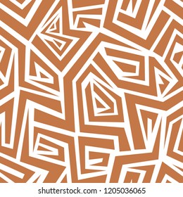 Seamless pattern with safari geometric ornament texture. Abstract modern endless background. Vector illustration.