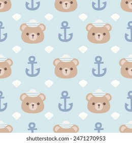 Seamless pattern with sail bear