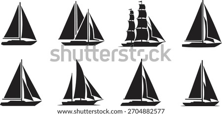 Seamless pattern of sail boats silhouettes in black and white style