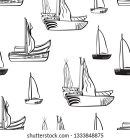 seamless pattern of sailboats in the sea