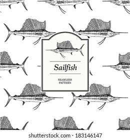 Seamless Pattern - Sailfish (The included label is isolated and easily removable)