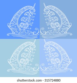 seamless pattern with sailing boat