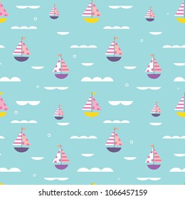 Seamless pattern with sailing boats 