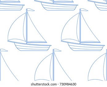 Seamless pattern of the sailing boats