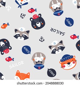 seamless pattern sailor animal children