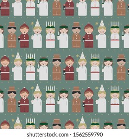 Seamless Pattern Saint Lucy At Christmas, Vector