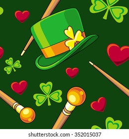 Seamless pattern with Saint Patrick holiday symbols