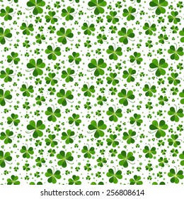 Seamless pattern with Saint Patricks day shamrock leaves