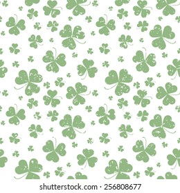 Seamless pattern with Saint Patricks day shamrock leaves