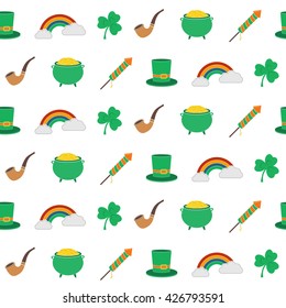 Seamless pattern with saint patricks day icons for your design