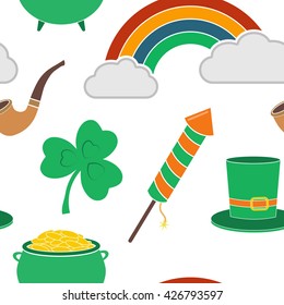 Seamless pattern with saint patricks day icons for your design